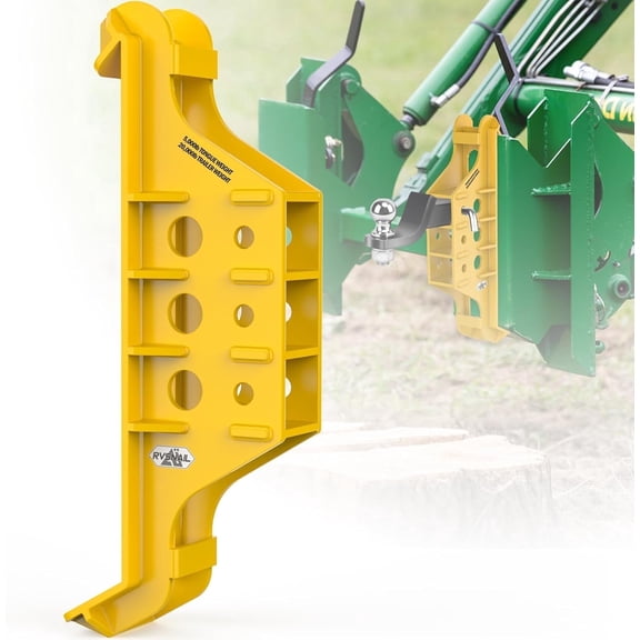 Skid Hitch Attachment for Skidsteer & Tractor, Fits 2" Receiver Tubes with Universal Quick Attach Plate, 5,000 20,000 lbs Towing Capacity, Yellow