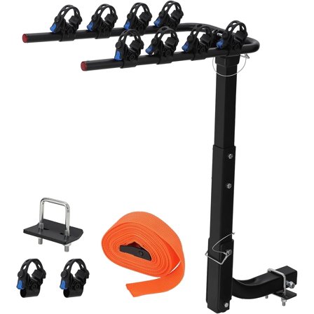 Hitch Bike Rack 4 Bike,Tow Hitch Bike Rack for Cars, Trucks, SUVs with 2” Hitch | Foldable Steel Frame with Anti-Rattle Adapter, Tie Down Cradles and Straps