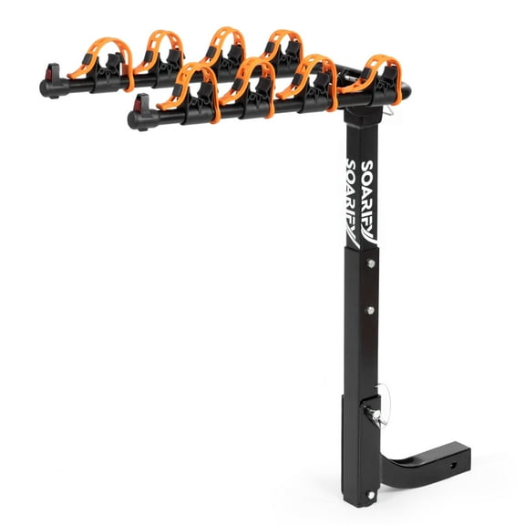 Hitch Bike Rack Mounts on Car, SUV, RV, 2" Hitch Receiver, 4 Bike Capacity, 143 lbs Load, Tilt Release, Rubber Straps