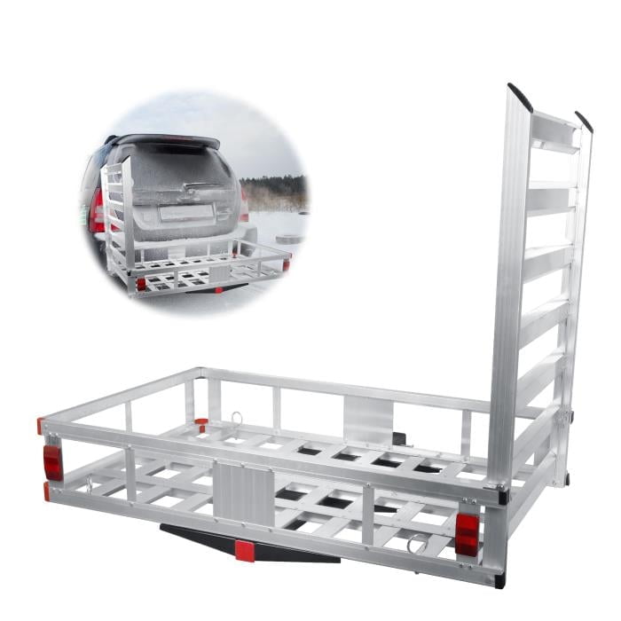 500 Lbs Folding Hitch Mount Wheelchair Carrier With Mobility Ramp – Heavy Duty Cargo Carrier