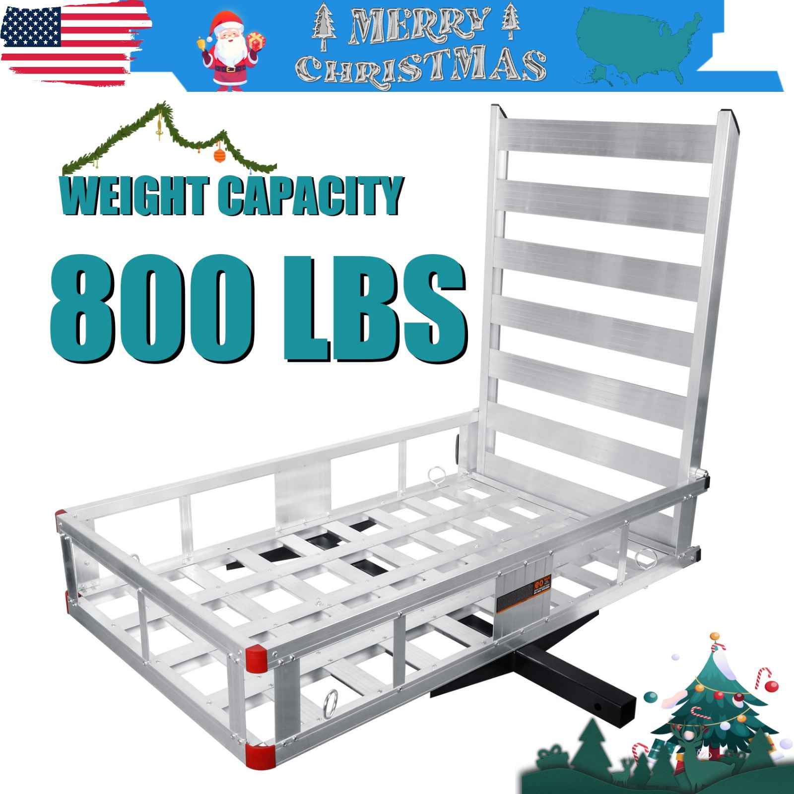 Hitch Cargo Ramp Carrier, Silver Durable Alloy Frame, 360° Tie-Down ...