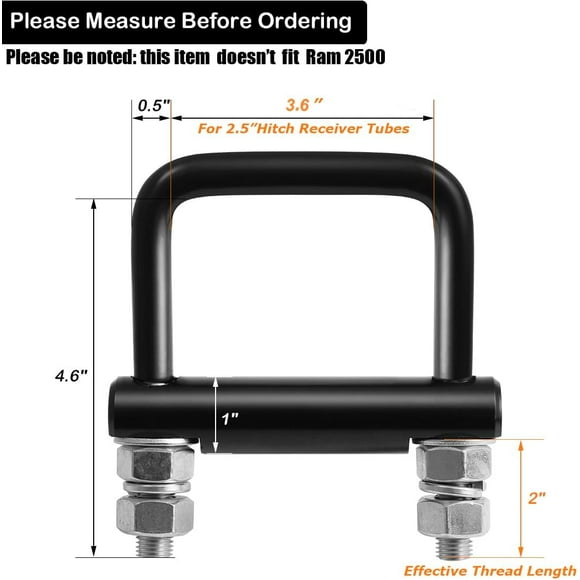 Hitch Clamp Anti-Rattle Stabilizer Heavy Duty Cross Clamp 2 1/2 Inch for Hitches On Trailers of Trucks SUV Vans RV, Hitch Tightener Clamp for Hitch Tray Cargo Carrier Bike Rack Ball Mount