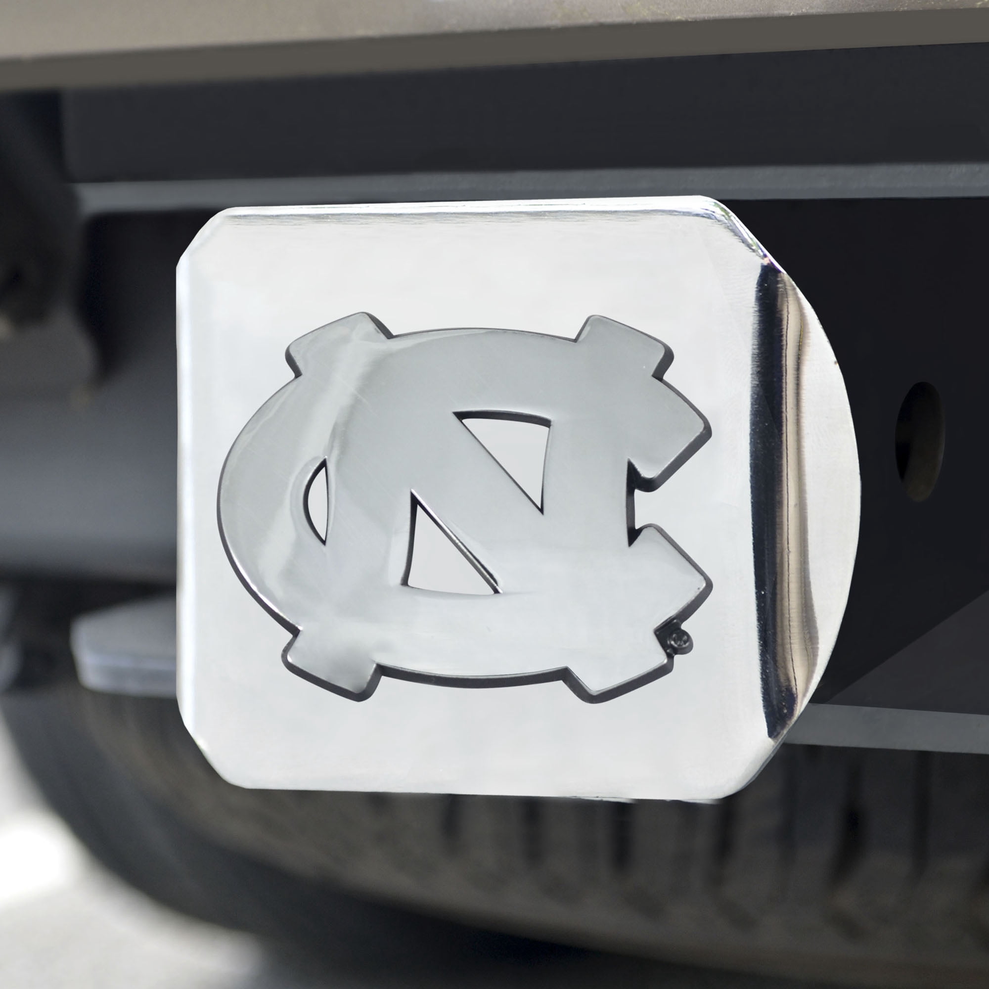 University Of North Carolina Hitch Cover - Brushed Chrome 2" Trailer Hitch Cover, Officially Licensed