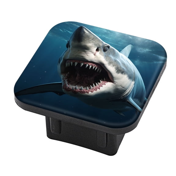 Hitch Cover Fits For 2-Inch Hitch,Aggressive White Shark With Mouth Openrubber Trailer Hitch Cover Tube Plug Insert,Car Exterior Accessories, Receiver Tube Hitch Plug