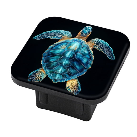 Hitch Cover Fits For 2-Inch Hitch,Back - View Of Sea Turtle In Blue And Goldrubber Trailer Hitch Cover Tube Plug Insert,Car Exterior Accessories, Receiver Tube Hitch Plug