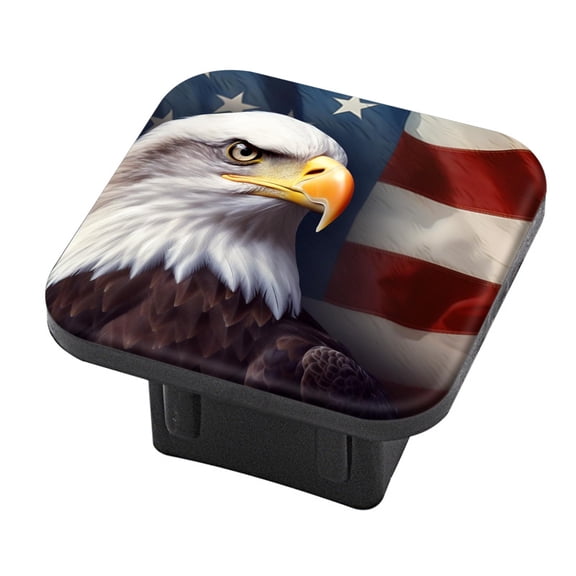 Hitch Cover Fits For 2-Inch Hitch,Bald Eagle In Front Of American Flag Backgroundrubber Trailer Hitch Cover Tube Plug Insert,Car Exterior Accessories, Receiver Tube Hitch Plug