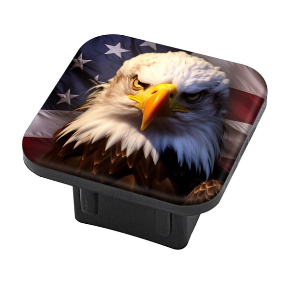 Hitch Cover Fits For 2-Inch Hitch,Bald Eagle In Front Of American Flagrubber Trailer Hitch Cover Tube Plug Insert,Car Exterior Accessories, Receiver Tube Hitch Plug