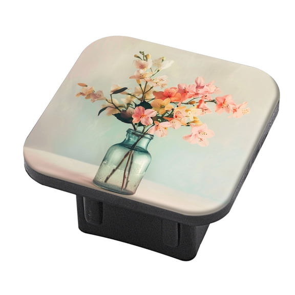 Hitch Cover Fits For 2-Inch Hitch,Beautiful Arrangement Of Spring Flowers In Blue Glass Vaserubber Trailer Hitch Cover Tube Plug Insert,Car Exterior Accessories, Receiver Tube Hitch Plug