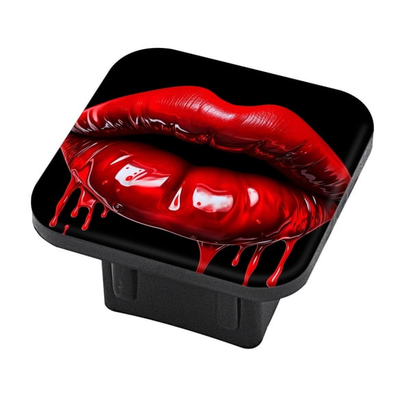 Hitch Cover Fits For 2-Inch Hitch,Beautiful Red Lips With Dripping Liquid On Black Backgroundrubber Trailer Hitch Cover Tube Plug Insert,Car Exterior Accessories, Receiver Tube Hitch Plug