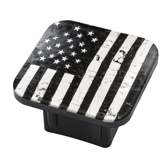 Hitch Cover Fits For 2-Inch Hitch,Black And White American Flag Painting With Rough Texturerubber Trailer Hitch Cover Tube Plug Insert,Car Exterior Accessories, Receiver Tube Hitch Plug