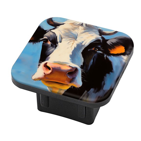 Hitch Cover Fits For 2-Inch Hitch,Black And White Cow With Blue Backgroundrubber Trailer Hitch Cover Tube Plug Insert,Car Exterior Accessories, Receiver Tube Hitch Plug