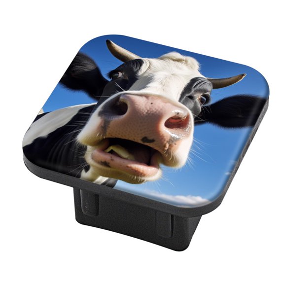 Hitch Cover Fits For 2-Inch Hitch,Black And White Cow With Mouth Open And Looking At The Camerarubber Trailer Hitch Cover Tube Plug Insert,Car Exterior Accessories, Receiver Tube Hitch Plug