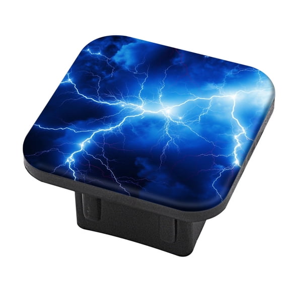 Hitch Cover Fits For 2-Inch Hitch,Blue Lightning In Sky Full Of Dark Cloudsrubber Trailer Hitch Cover Tube Plug Insert,Car Exterior Accessories, Receiver Tube Hitch Plug