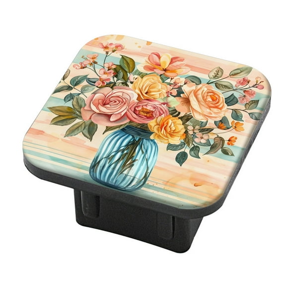 Hitch Cover Fits For 2-Inch Hitch,Blue Vase Housing A Mixture Of Pink And Yellow Bloomsrubber Trailer Hitch Cover Tube Plug Insert,Car Exterior Accessories, Receiver Tube Hitch Plug