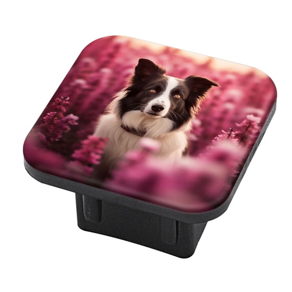 Hitch Cover Fits For 2-Inch Hitch,Border Collie Dog Standing In The Middle Of Purple Flowersrubber Trailer Hitch Cover Tube Plug Insert,Car Exterior Accessories, Receiver Tube Hitch Plug