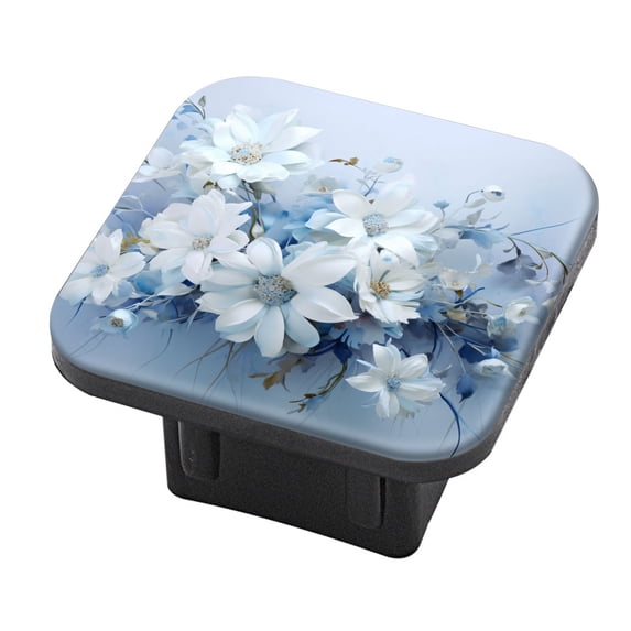 Hitch Cover Fits For 2-Inch Hitch,Bouquet Of White And Blue Flowersrubber Trailer Hitch Cover Tube Plug Insert,Car Exterior Accessories, Receiver Tube Hitch Plug
