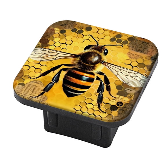 Hitch Cover Fits For 2-Inch Hitch,Collage Of A Bee With Honeycomb Backgroundrubber Trailer Hitch Cover Tube Plug Insert,Car Exterior Accessories, Receiver Tube Hitch Plug