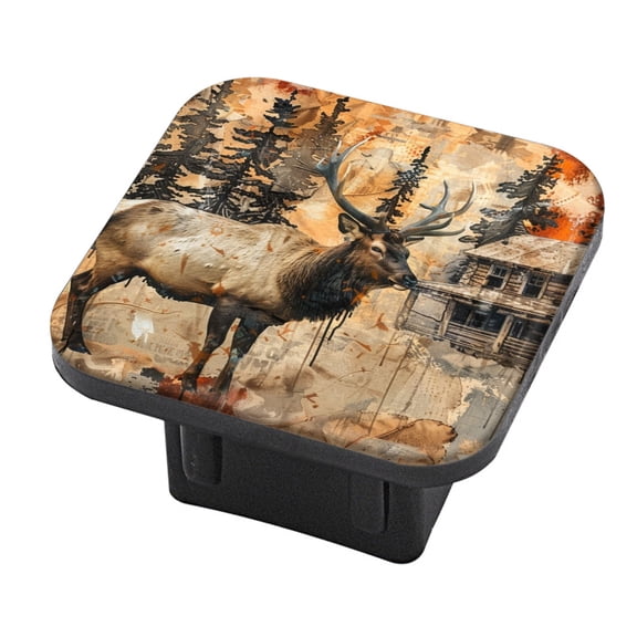 Hitch Cover Fits For 2-Inch Hitch,Collage Of An Elk With A Rustic Backgroundrubber Trailer Hitch Cover Tube Plug Insert,Car Exterior Accessories, Receiver Tube Hitch Plug