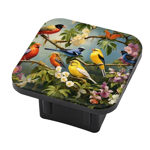 Hitch Cover Fits For 2-Inch Hitch,Colorful Birds On Flowering Branchesrubber Trailer Hitch Cover Tube Plug Insert,Car Exterior Accessories, Receiver Tube Hitch Plug