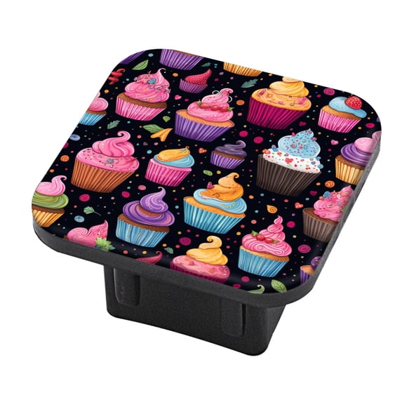 Hitch Cover Fits For 2-Inch Hitch,Cupcake On Black Backgroundrubber Trailer Hitch Cover Tube Plug Insert,Car Exterior Accessories, Receiver Tube Hitch Plug