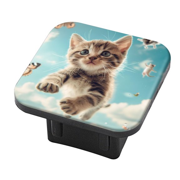 Hitch Cover Fits For 2-Inch Hitch,Cute Kitten Soaring Through The Sky And Surrounded By Butterfliesrubber Trailer Hitch Cover Tube Plug Insert,Car Exterior Accessories, Receiver Tube Hitch Plug