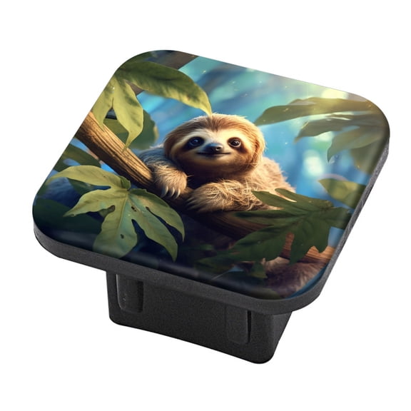 Hitch Cover Fits For 2-Inch Hitch,Cute Sloth Sitting On The Branch Of Exotic Treerubber Trailer Hitch Cover Tube Plug Insert,Car Exterior Accessories, Receiver Tube Hitch Plug