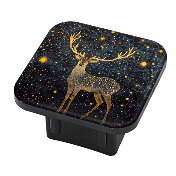 Hitch Cover Fits For 2-Inch Hitch,Deer In A Starry - Sky With Golden Accentsrubber Trailer Hitch Cover Tube Plug Insert,Car Exterior Accessories, Receiver Tube Hitch Plug