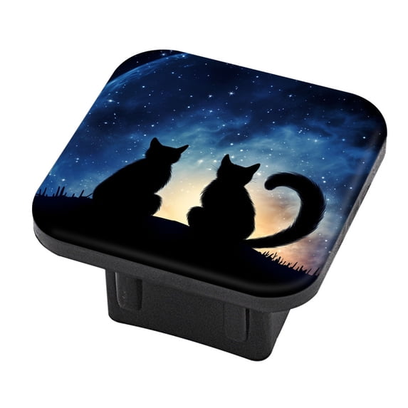 Hitch Cover Fits For 2-Inch Hitch,Dog And Cat Sit On Moon Under Starry Stars Night Skyrubber Trailer Hitch Cover Tube Plug Insert,Car Exterior Accessories, Receiver Tube Hitch Plug