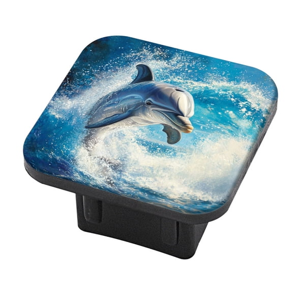 Hitch Cover Fits For 2-Inch Hitch,Dolphin Breaching Through Foaming Wavesrubber Trailer Hitch Cover Tube Plug Insert,Car Exterior Accessories, Receiver Tube Hitch Plug