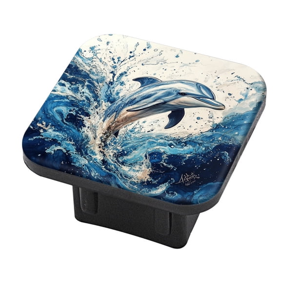 Hitch Cover Fits For 2-Inch Hitch,Dolphin In An Oil Painted Marine Settingrubber Trailer Hitch Cover Tube Plug Insert,Car Exterior Accessories, Receiver Tube Hitch Plug