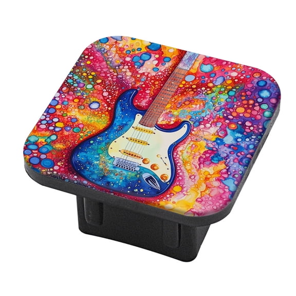 Hitch Cover Fits For 2-Inch Hitch,Electric Guitar Amidst Splash Of Colorful Bubblesrubber Trailer Hitch Cover Tube Plug Insert,Car Exterior Accessories, Receiver Tube Hitch Plug
