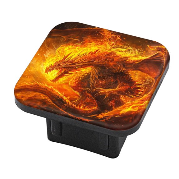 Hitch Cover Fits For 2-Inch Hitch,Fantasy Painting Of Enormous Majestic Dragon Made Out Of Firerubber Trailer Hitch Cover Tube Plug Insert,Car Exterior Accessories, Receiver Tube Hitch Plug