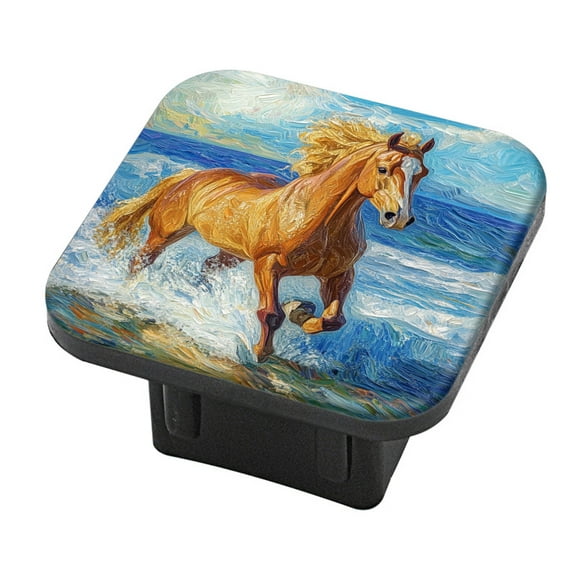 Hitch Cover Fits For 2-Inch Hitch,Galloping Horse By The Sea In Thick - Stroke Oil Paintingrubber Trailer Hitch Cover Tube Plug Insert,Car Exterior Accessories, Receiver Tube Hitch Plug