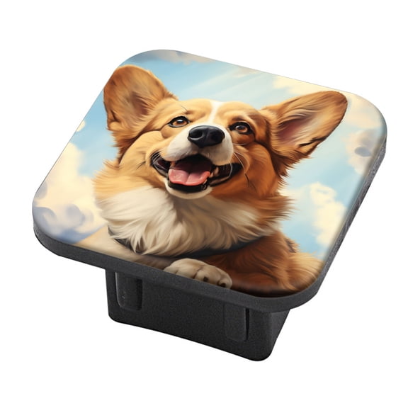 Hitch Cover Fits For 2-Inch Hitch,Happy Corgi Dog Smiles While Sitting On The Edgerubber Trailer Hitch Cover Tube Plug Insert,Car Exterior Accessories, Receiver Tube Hitch Plug