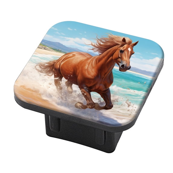 Hitch Cover Fits For 2-Inch Hitch,Horse Running Beside Beach In Summerrubber Trailer Hitch Cover Tube Plug Insert,Car Exterior Accessories, Receiver Tube Hitch Plug
