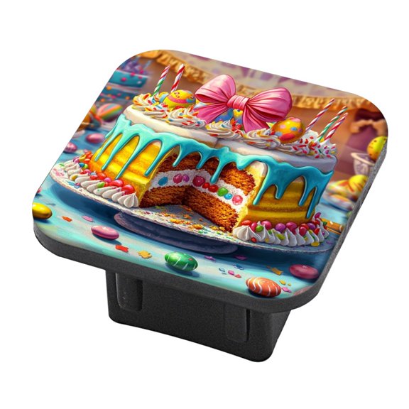 Hitch Cover Fits For 2-Inch Hitch,Illustration Of A Colorful Birthday Cakerubber Trailer Hitch Cover Tube Plug Insert,Car Exterior Accessories, Receiver Tube Hitch Plug