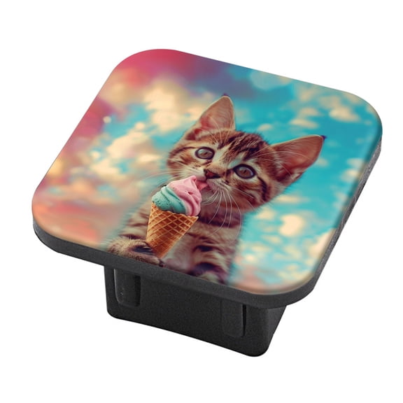 Hitch Cover Fits For 2-Inch Hitch,Kitten Holding Ice Cream Cone In Pawsrubber Trailer Hitch Cover Tube Plug Insert,Car Exterior Accessories, Receiver Tube Hitch Plug