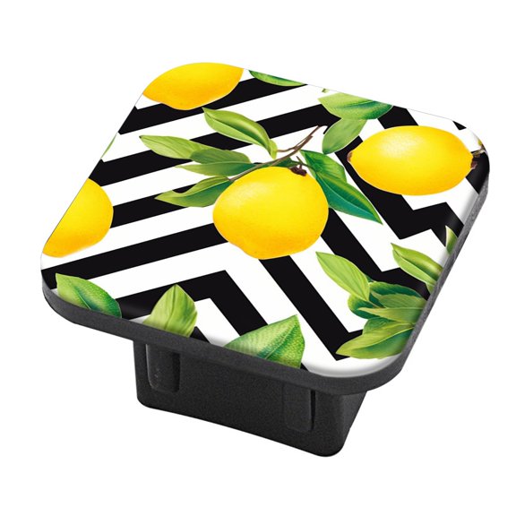 Hitch Cover Fits For 2-Inch Hitch,Lemon Fruit Pattern On Black And White Backgroundrubber Trailer Hitch Cover Tube Plug Insert,Car Exterior Accessories, Receiver Tube Hitch Plug