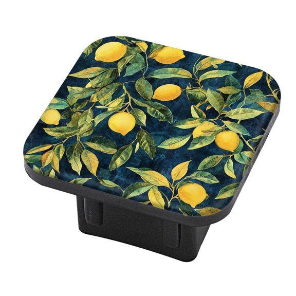 Hitch Cover Fits For 2-Inch Hitch,Lemon And Leaf Pattern On A Dark Blue Backgroundrubber Trailer Hitch Cover Tube Plug Insert,Car Exterior Accessories, Receiver Tube Hitch Plug