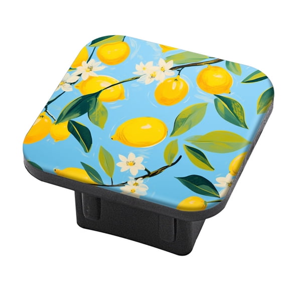 Hitch Cover Fits For 2-Inch Hitch,Lemon Tree On Blue Background With Lemons And White Flowersrubber Trailer Hitch Cover Tube Plug Insert,Car Exterior Accessories, Receiver Tube Hitch Plug