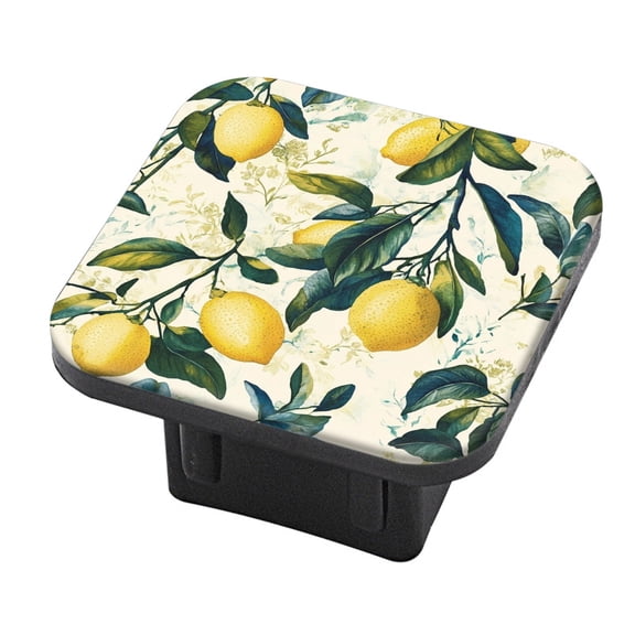 Hitch Cover Fits For 2-Inch Hitch,Lemons Hanging From Branches In Delicate Patternrubber Trailer Hitch Cover Tube Plug Insert,Car Exterior Accessories, Receiver Tube Hitch Plug