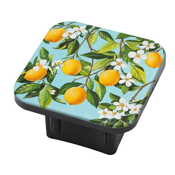 Hitch Cover Fits For 2-Inch Hitch,Lemons And White Flowers On Sky - Blue Backgroundrubber Trailer Hitch Cover Tube Plug Insert,Car Exterior Accessories, Receiver Tube Hitch Plug