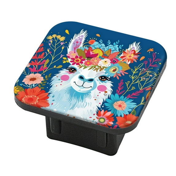 Hitch Cover Fits For 2-Inch Hitch,Llama'S Sweet Look With A Colorful Flower Wreathrubber Trailer Hitch Cover Tube Plug Insert,Car Exterior Accessories, Receiver Tube Hitch Plug