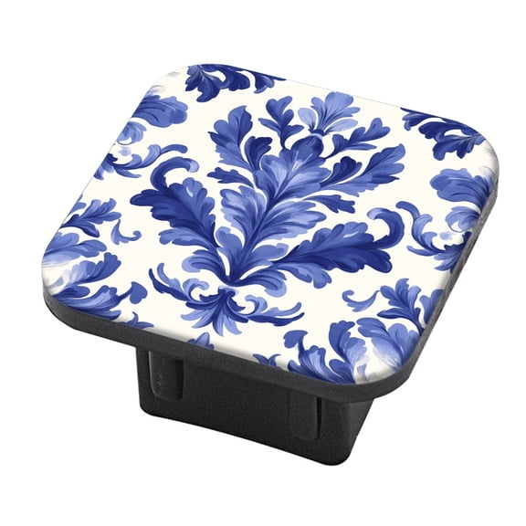 Hitch Cover Fits For 2-Inch Hitch,Luxurious Blue And White Pattern With Floral Elementsrubber Trailer Hitch Cover Tube Plug Insert,Car Exterior Accessories, Receiver Tube Hitch Plug