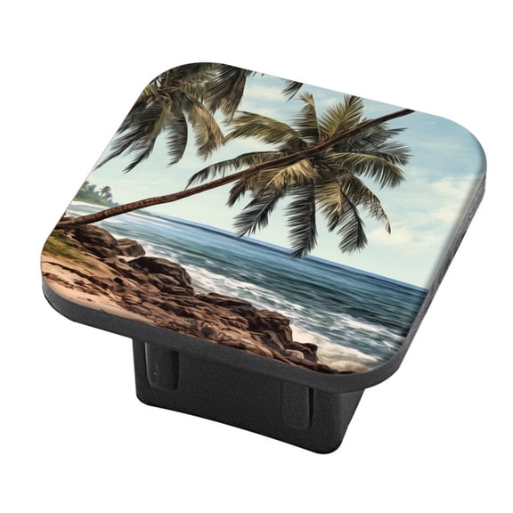 Hitch Cover Fits For 2-Inch Hitch,Oil Painting Of Palm Trees Swaying In Front Of Oceanrubber Trailer Hitch Cover Tube Plug Insert,Car Exterior Accessories, Receiver Tube Hitch Plug
