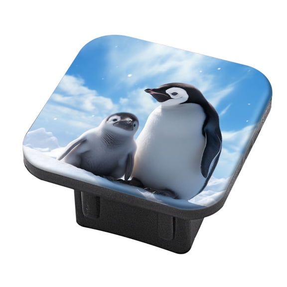 Hitch Cover Fits For 2-Inch Hitch,Penguin Chick On Snow With Blue Sky And Cloudrubber Trailer Hitch Cover Tube Plug Insert,Car Exterior Accessories, Receiver Tube Hitch Plug