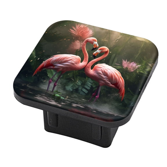 Hitch Cover Fits For 2-Inch Hitch,Pink Flamingos Standing In The Water With Jungle Backgroundrubber Trailer Hitch Cover Tube Plug Insert,Car Exterior Accessories, Receiver Tube Hitch Plug