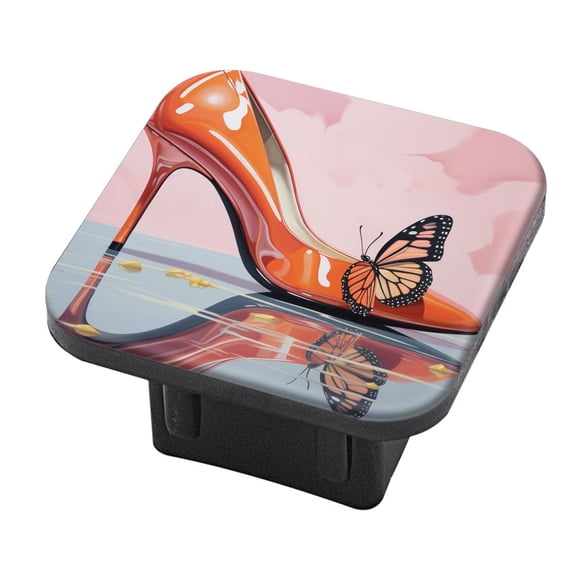 Hitch Cover Fits For 2-Inch Hitch,Pink High Heel Shoes With An Orange Color And Shiny Surfacerubber Trailer Hitch Cover Tube Plug Insert,Car Exterior Accessories, Receiver Tube Hitch Plug