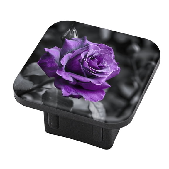 Hitch Cover Fits For 2-Inch Hitch,Purple Rose Against Black And White Backgroundrubber Trailer Hitch Cover Tube Plug Insert,Car Exterior Accessories, Receiver Tube Hitch Plug