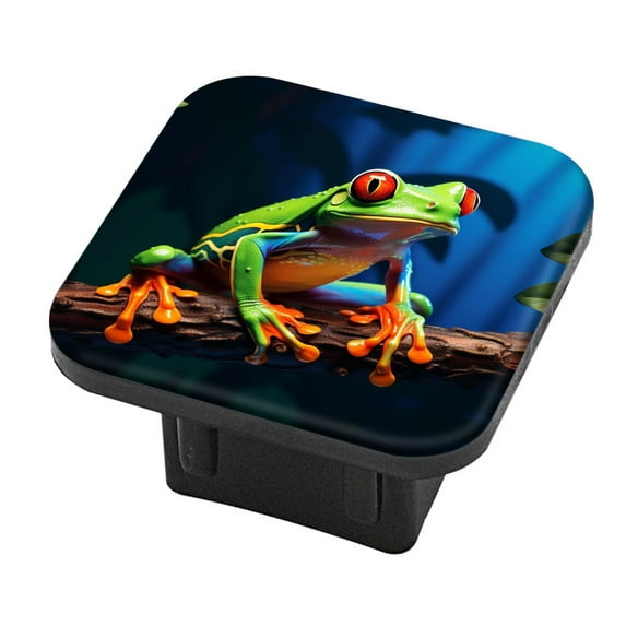 Hitch Cover Fits For 2-Inch Hitch,Red-Eyed Tree Frog Sitting On Branch With Blue Backgroundrubber Trailer Hitch Cover Tube Plug Insert,Car Exterior Accessories, Receiver Tube Hitch Plug